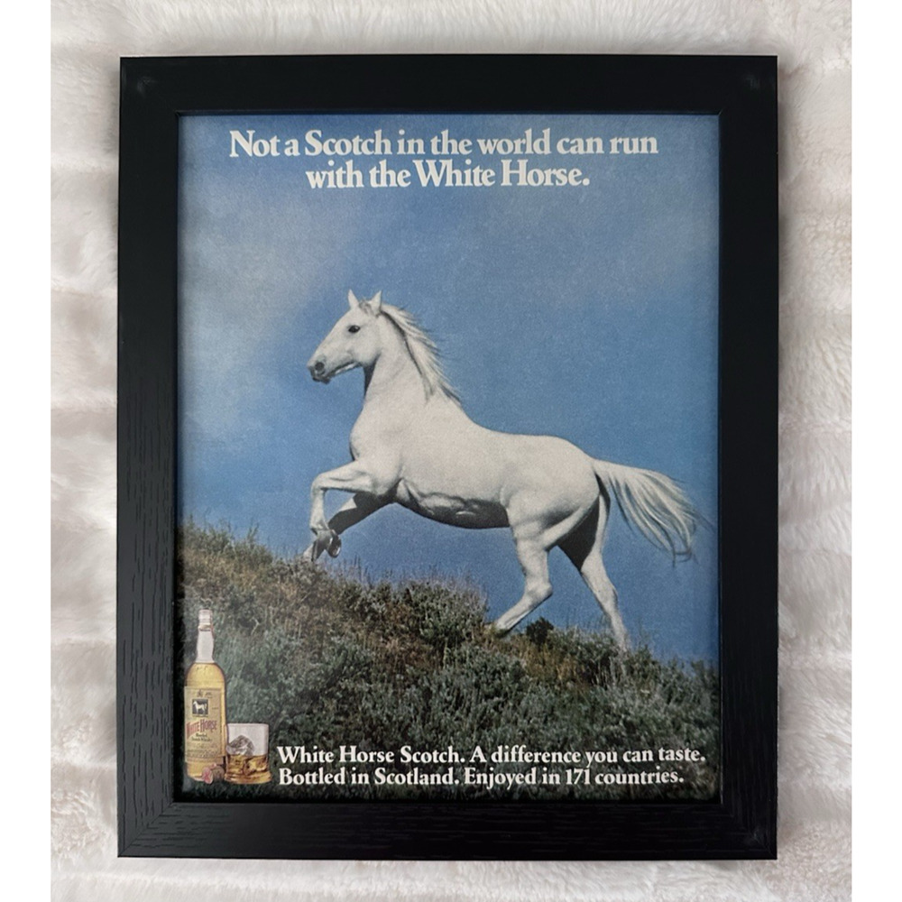Framed 1979 White Horse Scotch Whisky Ad Run With! 9x11